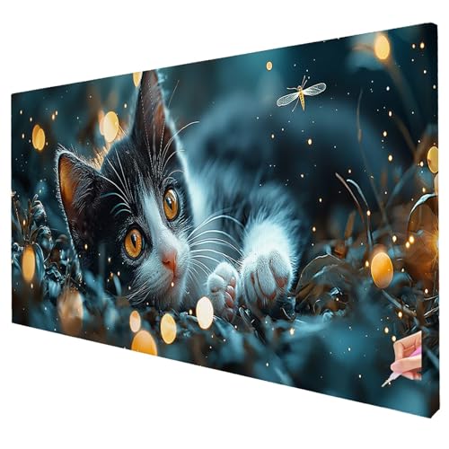 Diamond Painting Katze Diamond Painting XXL 80x30cm 5D Fantasy Diamant Kunst Malerei Set Basteln Erwachsene Anfänger DIY Diamant Stickerei Kreuzstich Set für Deko Wohnzimmer Geschenke für Frauen W-73 von Yarqzhng