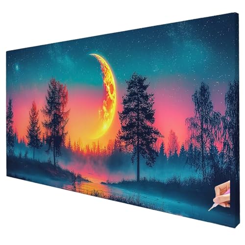 Diamond Painting Landschaft 250x100cm Diamond Painting Erwachsene Groß XXL Mond Set DIY Diamant Malerei Kreativ Set für Erwachsene 5D Diamant Kunst Stickerei Geschenke für Frauen Halloween Deko R-90 von Yarqzhng