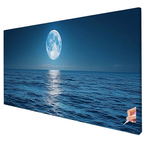 Diamond Painting Landschaft Diamond Painting XXL 100x40cm Mond Diamant Kunst Malerei Set Basteln Erwachsene Anfänger DIY Diamant Stickerei Kreuzstich Set für Deko Wohnzimmer Geschenke für Frauen S-07 von Yarqzhng