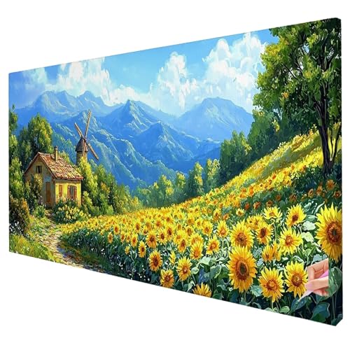 Diamond Painting Landschaft Diamond Painting XXL 200x80cm Blume Diamant Kunst Malerei Set Basteln Erwachsene Anfänger DIY Diamant Stickerei Kreuzstich Set für Deko Wohnzimmer Geschenke für Frauen X-07 von Yarqzhng