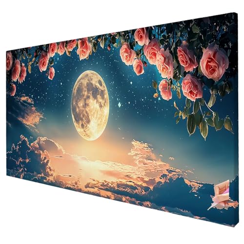 Diamond Painting Mond 250x100cm Diamond Painting Erwachsene Groß XXL Blume Set DIY Diamant Malerei Kreativ Set für Erwachsene 5D Diamant Kunst Stickerei für Geschenke für Frauen Halloween Deko S-06 von Yarqzhng