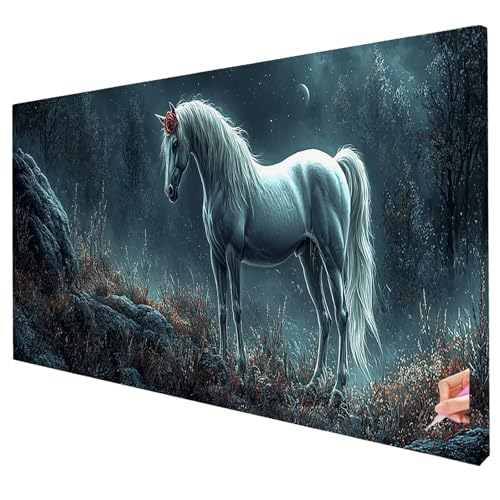 Diamond Painting Pferde 250x100cm Diamond Painting Erwachsene Groß XXL Tier Set DIY Diamant Malerei Kreativ Set für Erwachsene 5D Diamant Kunst Stickerei für Geschenke für Frauen Halloween Deko W-54 von Yarqzhng
