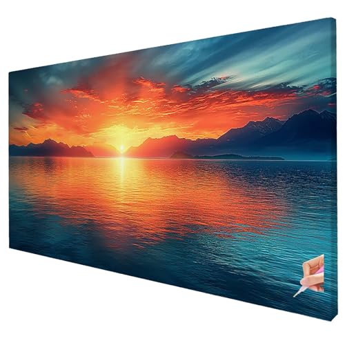 Diamond Painting Sonnenuntergang Diamond Painting XXL 80x30cm 5D Meer Diamant Kunst Malerei Set Basteln Erwachsene Anfänger DIY Full Diamant Stickerei Kreuzstich Set für Deko Wohnzimmer Geschenke W-70 von Yarqzhng