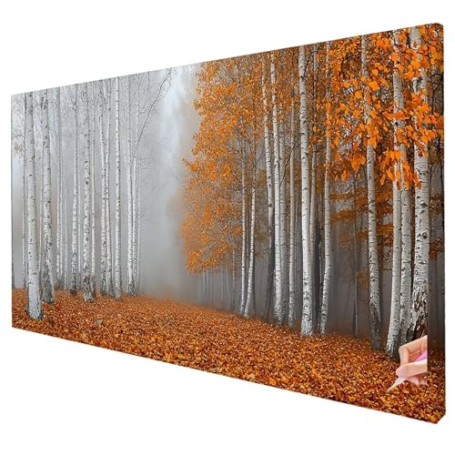 Diamond Painting Wald 100x40cm Diamond Painting Erwachsene Groß XXL Herbst Set DIY Diamant Malerei Kreativ Set für Erwachsene 5D Diamant Kunst Stickerei für Geschenke für Frauen Halloween Deko S-27 von Yarqzhng