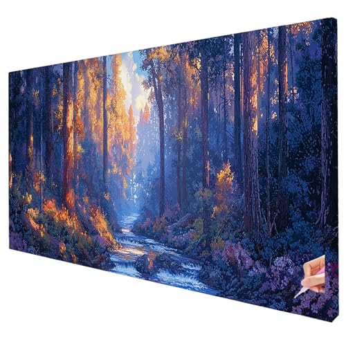 Diamond Painting Wald Diamond Painting XXL 100x40cm 5D Natur Diamant Kunst Malerei Set Basteln Erwachsene Anfänger DIY Diamant Stickerei Kreuzstich Set für Deko Wohnzimmer Geschenke für Frauen W-97 von Yarqzhng