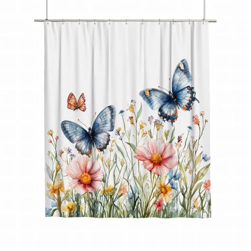 Duschvorhang 180x180 Duschvorhang Blumen Duschrollo für Badewanne Beschwerter Saum Wasserdicht Polyester Stoff Waschbar Duschvorhänge Butterfly Shower Curtains mit 12 Haken für Badezimmer Deko A-47 Duschvorhang 180x180 Duschvorhang Blumen Duschrollo für Badewanne Beschwerter Saum Wasserdicht Polyester Stoff Waschbar Duschvorhänge Butterfly Shower Curtains mit 12 Haken für Badezimmer Deko A-47 von Yarqzhng