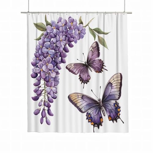 Duschvorhang 180x180 Duschvorhang Blumen Duschrollo für Badewanne Beschwerter Saum Wasserdicht Polyester Stoff Waschbar Duschvorhänge Butterfly Shower Curtains mit 12 Haken für Badezimmer Deko A-67 Duschvorhang 180x180 Duschvorhang Blumen Duschrollo für Badewanne Beschwerter Saum Wasserdicht Polyester Stoff Waschbar Duschvorhänge Butterfly Shower Curtains mit 12 Haken für Badezimmer Deko A-67 von Yarqzhng