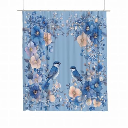 Duschvorhang 180x180 Duschvorhang Lila Duschrollo für Badewanne Beschwerter Saum Wasserdicht Polyester Stoff Waschbar Duschvorhänge Blumen Shower Curtains mit 12 Haken für Badewanne Badezimmer A-59 von Yarqzhng