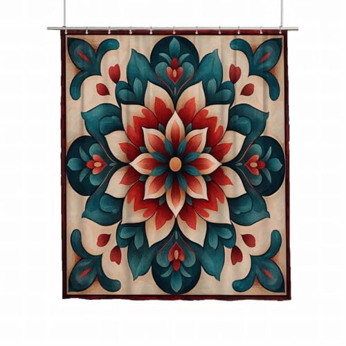 Duschvorhang 240x200 Duschvorhang Vintage Duschrollo für Badewanne Beschwerter Saum Wasserdicht Polyester Stoff Waschbar Duschvorhänge Mandala Shower Curtains mit 12 Haken für Badezimmer Deko A-53 Duschvorhang 240x200 Duschvorhang Vintage Duschrollo für Badewanne Beschwerter Saum Wasserdicht Polyester Stoff Waschbar Duschvorhänge Mandala Shower Curtains mit 12 Haken für Badezimmer Deko A-53 von Yarqzhng