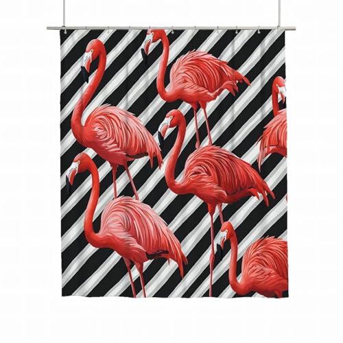 Duschvorhang Gestreift Duschvorhang 200x180 Duschrollo Flamingo Wasserdicht Duschrollo für Badewanne Waschbar Polyester Duschvorhänge Beschwerter Saum Shower Curtain mit 12 Haken Badezimmer Deko A-80 Duschvorhang Gestreift Duschvorhang 200x180 Duschrollo Flamingo Wasserdicht Duschrollo für Badewanne Waschbar Polyester Duschvorhänge Beschwerter Saum Shower Curtain mit 12 Haken Badezimmer Deko A-80 von Yarqzhng