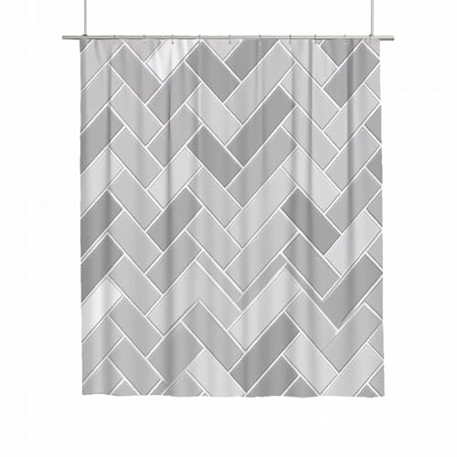 Duschvorhang Grau Duschvorhang 200x180 Duschrollo Geometrisch Wasserdicht Duschrollo für Badewanne Waschbar Polyester Duschvorhänge Beschwerter Saum Shower Curtain mit 12 Haken Badezimmer Deko A-70 Duschvorhang Grau Duschvorhang 200x180 Duschrollo Geometrisch Wasserdicht Duschrollo für Badewanne Waschbar Polyester Duschvorhänge Beschwerter Saum Shower Curtain mit 12 Haken Badezimmer Deko A-70 von Yarqzhng