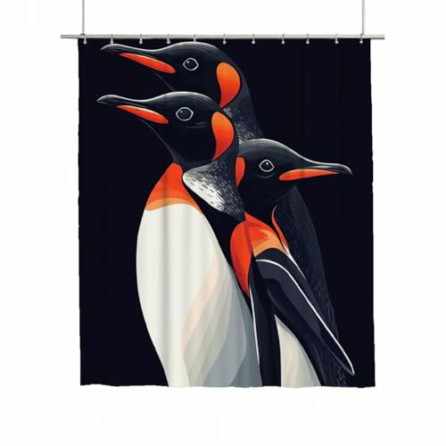 Duschvorhang Schwarz Duschvorhang 180x220 Duschrollo Pinguin Wasserdicht Duschrollo für Badewanne Waschbar Polyester Duschvorhänge Beschwerter Saum Shower Curtain mit 12 Haken Badezimmer Deko A-62 Duschvorhang Schwarz Duschvorhang 180x220 Duschrollo Pinguin Wasserdicht Duschrollo für Badewanne Waschbar Polyester Duschvorhänge Beschwerter Saum Shower Curtain mit 12 Haken Badezimmer Deko A-62 von Yarqzhng