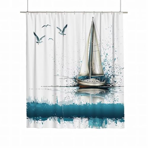 Duschvorhang Weiß Duschvorhang 180x200 Duschrollo Boot Wasserdicht Duschrollo für Badewanne Waschbar Polyester Duschvorhänge Beschwerter Saum Shower Curtain mit 12 Haken Deko Geschenke für Frauen A-32 Duschvorhang Weiß Duschvorhang 180x200 Duschrollo Boot Wasserdicht Duschrollo für Badewanne Waschbar Polyester Duschvorhänge Beschwerter Saum Shower Curtain mit 12 Haken Deko Geschenke für Frauen A-32 von Yarqzhng