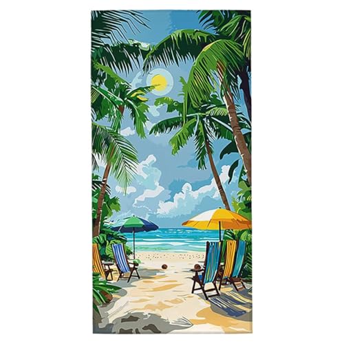 Strandtuch Baum Mikrofaser Strandtuch XXL 60x120 cm Fitness Handtuch Schnelltrocknendes Badehandtuch Groß Strandhandtuch Sandfrei Leichtes Reisehandtuch Saunatuch mit Tasche für Urlaub (Sommer) X-0 von Yarqzhng