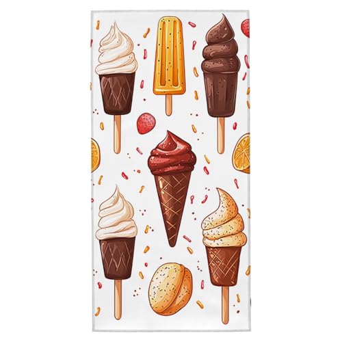 Strandtuch Eiscreme Mikrofaser Strandtuch XXL 100x220 cm Fitness Handtuch Schnelltrocknendes Badehandtuch Groß Strandhandtuch Sandfrei Leichtes Reisehandtuch Saunatuch für Strand Urlaub (Niedlich) I-6 von Yarqzhng