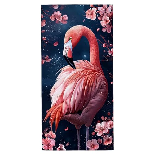 Strandtuch Flamingo Mikrofaser Strandtuch XXL 70x140 cm Fitness Handtuch Schnelltrocknendes Badehandtuch Groß Strandhandtuch Sandfrei Leichtes Reisehandtuch Saunatuch für Strand Urlaub (Blume) V-3 von Yarqzhng