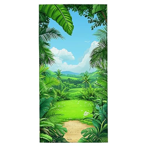 Strandtuch Grün Mikrofaser Strandtuch XXL 100x220 cm Fitness Handtuch Schnelltrocknendes Badehandtuch Groß Strandhandtuch Sandfrei Leichtes Reisehandtuch Saunatuch für Strand Urlaub (Landschaft) G-6 von Yarqzhng