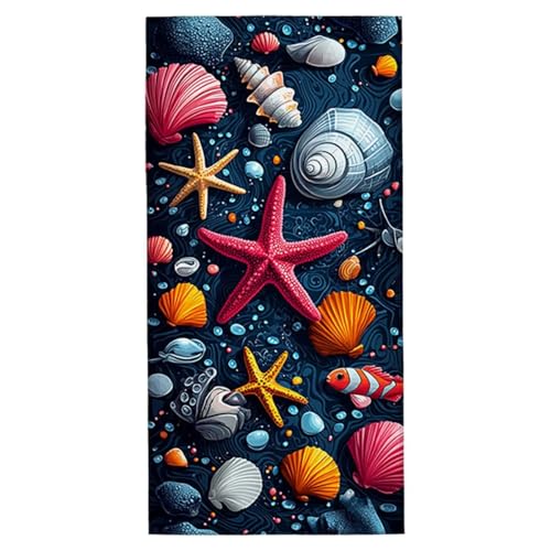 Strandtuch Seestern Mikrofaser Strandtuch XXL 90x200 cm Fitness Handtuch Schnelltrocknendes Badehandtuch Groß Strandhandtuch Sandfrei Leichtes Reisehandtuch Saunatuch für Strand Urlaub (HüLse) U-8 von Yarqzhng