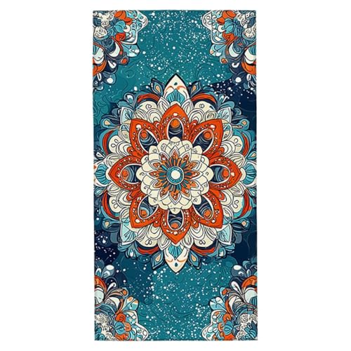 Strandtuch XXL 100x200 cm Mikrofaser Handtuch Sandfrei Strandtuch Mandala Saunahandtuch Schnelltrocknendes Badetuch Leichtes Strandhandtuch Strandkleid Damen Sporthandtuch für Schwimmen (BlauGrün) S-2 von Yarqzhng