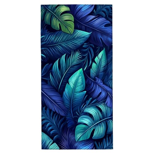 Strandtuch XXL 100x220 cm Mikrofaser Handtuch Sandfrei Strandtuch Blatt Saunahandtuch Schnelltrocknendes Badetuch Leichtes Strandhandtuch Strandkleid Damen Herren Sporthandtuch für Reise (Blau) H-8 von Yarqzhng