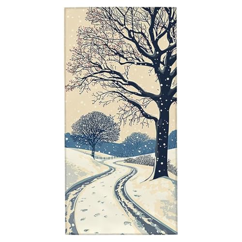 Strandtuch XXL 100x220 cm Mikrofaser Handtuch Sandfrei Strandtuch Landschaft Saunahandtuch Schnelltrocknendes Badetuch Leichtes Strandhandtuch Strandkleid Damen Sporthandtuch für Reise (Winter) F-5 von Yarqzhng