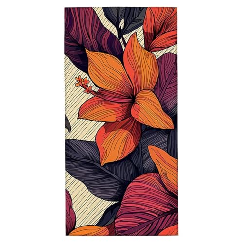 Strandtuch XXL 60x120 cm Mikrofaser Handtuch Sandfrei Strandtuch Blume Saunahandtuch Schnelltrocknendes Badetuch Leichtes Strandhandtuch Strandkleid Damen Herren Sporthandtuch für Reise (Retro) Y-4 von Yarqzhng