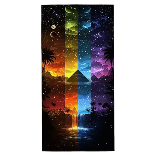 Strandtuch XXL 60x120 cm Mikrofaser Handtuch Sandfrei Strandtuch Landschaft Saunahandtuch Schnelltrocknendes Badetuch Leichtes Strandhandtuch Strandkleid Damen Sporthandtuch für Schwimmen (Bunt) U-9 von Yarqzhng