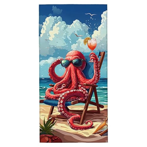Strandtuch XXL 60x120 cm Mikrofaser Handtuch Sandfrei Strandtuch Oktopus Saunahandtuch Schnelltrocknendes Badetuch Leichtes Strandhandtuch Strandkleid Damen Herren Sporthandtuch für Reise (Tier) K-3 von Yarqzhng