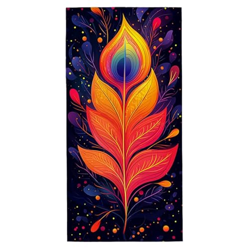 Strandtuch XXL 70x140 cm Mikrofaser Handtuch Sandfrei Strandtuch Pfau Saunahandtuch Schnelltrocknendes Badetuch Leichtes Strandhandtuch Strandkleid Damen Herren Sporthandtuch für Reise (Orange) V-0 von Yarqzhng