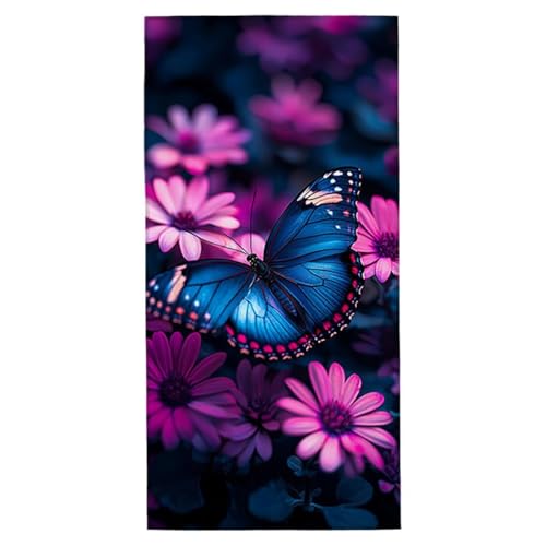 Strandtuch XXL 75x150 cm Mikrofaser Handtuch Sandfrei Strandtuch Schmetterling Saunahandtuch Schnelltrocknendes Badetuch Leichtes Strandhandtuch Strandkleid Damen Sporthandtuch für Reise (Blume) N-3 von Yarqzhng