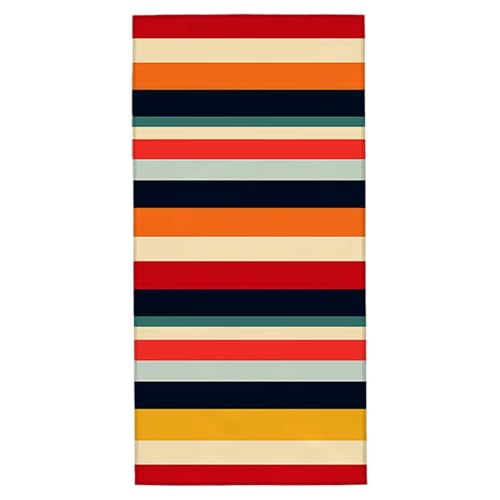 Strandtuch XXL 90x180 cm Mikrofaser Handtuch Sandfrei Strandtuch Retro Saunahandtuch Schnelltrocknendes Badetuch Leichtes Strandhandtuch Strandkleid Damen Sporthandtuch für Schwimmen (Gestreift) V-7 von Yarqzhng