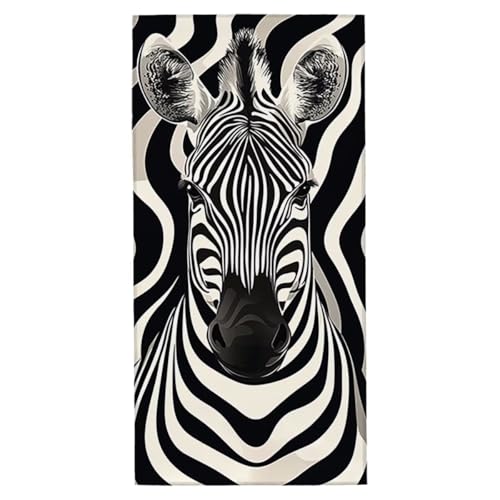 Strandtuch Zebra Mikrofaser Strandtuch XXL 75x150 cm Fitness Handtuch Schnelltrocknendes Badehandtuch Groß Strandhandtuch Sandfrei Leichtes Reisehandtuch Saunatuch mit Tasche für Urlaub (Mode) B-9 von Yarqzhng