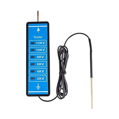 Yarryuter 1 Stück 12KV Neon-Zaunspannungsprüfer, Professioneller 2000 Bis 12000 V, 6 Neon-Anzeigeleuchten, Wasserdichter Zaunprüfer Aus Blauem und Schwarzem Kunststoff für Landwirtschaftliche Betriebe von Yarryuter