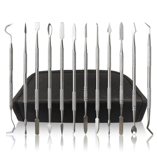 Yarryuter 12-Teiliges Wachsschnitzwerkzeug-Set Aus Edelstahl, Wachsinstrumente, Bildhauerwerkzeuge mit Enden Yarryuter 12-Teiliges Wachsschnitzwerkzeug-Set Aus Edelstahl, Wachsinstrumente, Bildhauerwerkzeuge mit Enden von Yarryuter