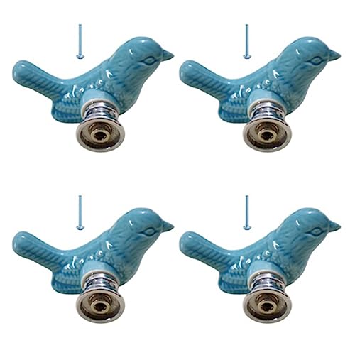 Yarryuter 4Er-Pack GrüNe SchranktüRknöPfe im Niedlichen -Design, Keramik-SchubladenknöPfe, Vintage-Schrankgriffe (Blau) von Yarryuter