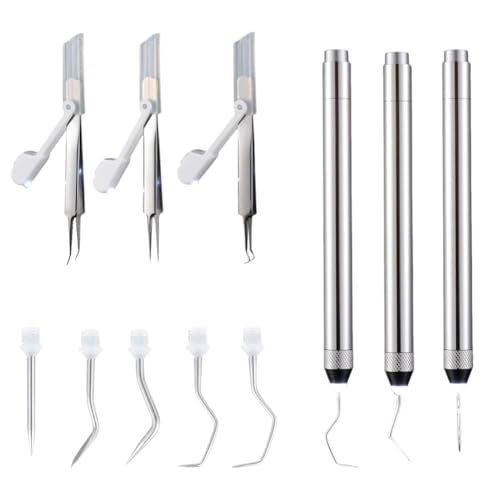 Yarryuter 6-Teiliges LED-Entgitterwerkzeug-Set für Vinyl, 3 LED-Stifte mit 5 Pins und Haken, mit Licht-Entgitterhaken-Pinzette, Einfach zu Verwenden (Silber) von Yarryuter