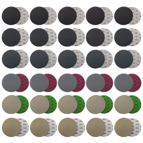 Yarryuter 60 Stück 6-Nass-Trocken-Schleifscheiben, 6-Schleifscheiben mit Klettverschluss, Körnung 800/1000/1500/2000/3000/5000, Siliziumkarbid Yarryuter 60 Stück 6-Nass-Trocken-Schleifscheiben, 6-Schleifscheiben mit Klettverschluss, Körnung 800/1000/1500/2000/3000/5000, Siliziumkarbid von Yarryuter