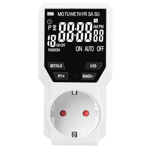 Yarryuter Digitaler Timer-Schalter, Programmierbare Elektronische Zeitsteuerung, Steckdose, Gerätezeitsteuerung, Zeitgesteuerter Countdown, EU-Stecker von Yarryuter