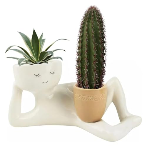 Yarryuter Lazy Guy Pflanzgefäß Aus Kunstharz, Lazy Little Character Blumentopf, Sukkulenten-Pflanzgefäß, Liegend, Kunstharz, Einzigartige Liegende Figur für Den Garten von Yarryuter