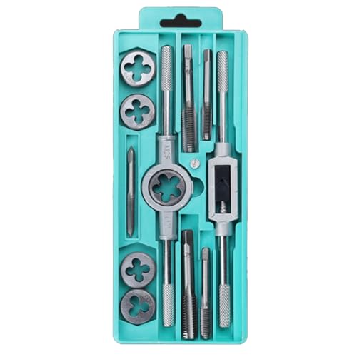 Yarryuter M3- Gewinde Selbstschneidender Schraubenschlüssel-Satz Schraube Metrischer Gewindebohrer- und Schneideisensatz Handgewindebohrer Gewindebohrer Hardware-Werkzeuge 12-Teilig Yarryuter M3- Gewinde Selbstschneidender Schraubenschlüssel-Satz Schraube Metrischer Gewindebohrer- und Schneideisensatz Handgewindebohrer Gewindebohrer Hardware-Werkzeuge 12-Teilig von Yarryuter