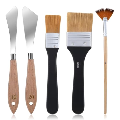 Yarryuter Malmesser-Set, Fächerpinsel, Edelstahl-Künstlerpalettenmesser für Leinwand, Acryl- und Ölmalereizubehör von Yarryuter