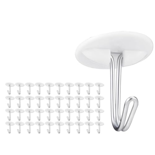 Yarryuter Set Von 50 Weißen Plastikkleberhaken für die Decke im Klassenzimmer, Keine Bohrungen für Hängende Dekoration Erforderlich von Yarryuter
