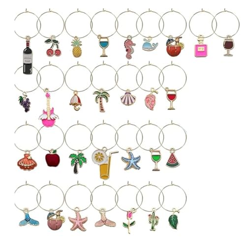 Yarryuter Weinglas Charms 30pcs Strand Themenversorgungen Getränkekennungen für Stielgläser Glasmarkierungen Tags Tags von Yarryuter