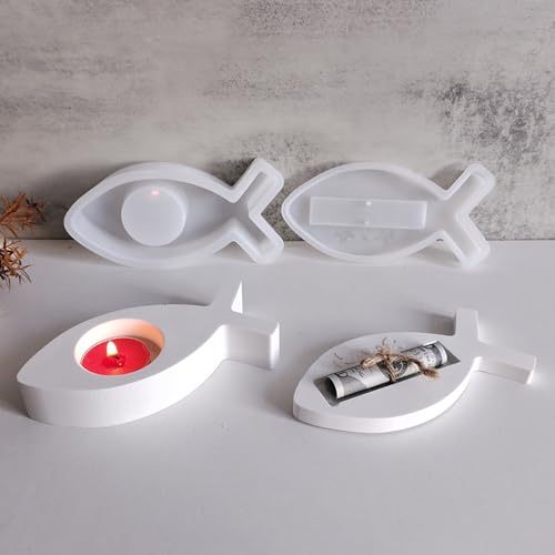 2 Stück Silikonformen Gießformen Fisch, Silikonform Fisch Kerzenhalter und Gießformen Silikon Geldgeschenk, DIY Fisch Silikon Gießform Kerzenhalter, Silikonform Teelichthalter für Kommunion Taufe Deko 2 Stück Silikonformen Gießformen Fisch, Silikonform Fisch Kerzenhalter und Gießformen Silikon Geldgeschenk, DIY Fisch Silikon Gießform Kerzenhalter, Silikonform Teelichthalter für Kommunion Taufe Deko von Yarteim