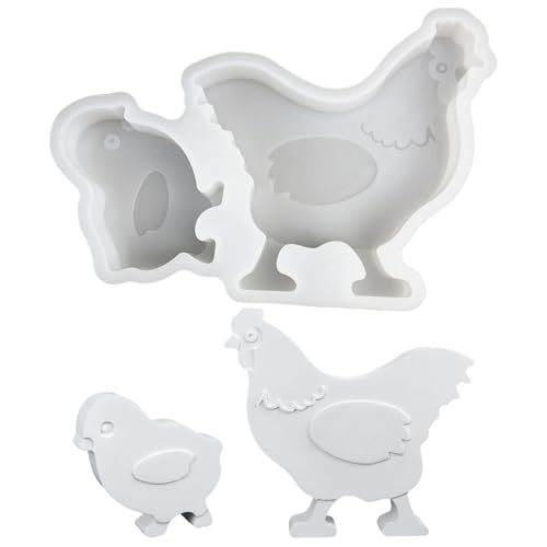 2 Stück Silikonformen Gießformen Huhn, Silikonform Huhn Gießformen Silikon Tier Gipsform zum Gießen Tiere Silikonform Küken Gießform Tiere Giessform Silikon für DIY Gips Kerzen von Yarteim