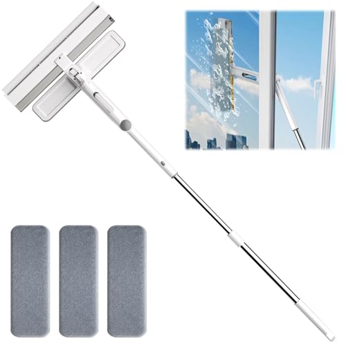3 in 1 Fensterwischer Abzieher Set mit Sprühfunktion,Fensterputzer mit 130 cm Teleskopstange,Fensterreiniger Set Professioneller mit 180° drehbaren Wischgelenk,Duschabzieher für Glasflächen,Fenster von Yarteim