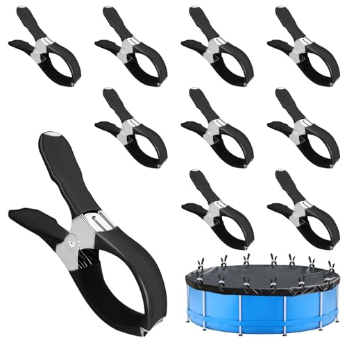 6 Stück Klammern Metall für Poolabdeckung, Befestigungsklammern Edelstahl mit Schutzfolie, Klemmzwingen mit Starker Spannkraft, Poolklammern für Poolplane, Planenclips für Aufstellpools, Fotografie von Yarteim