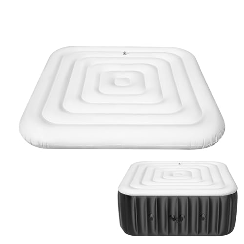 Aufblasbarer Whirlpool Abdeckung Quadratisch, 130cm Whirlpools Überdachung, Aufblasbare Poolabdeckung, Thermoabdeckung für Whirlpools, Faltbarer Badewannendeckel, Schnelles Aufblasen und Entleeren von Yarteim