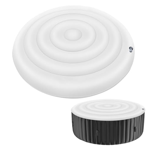 Aufblasbarer Whirlpool Abdeckung Rund, 160cm Whirlpools Überdachung, Aufblasbare Poolabdeckung, Thermoabdeckung für Whirlpools, Faltbarer Badewannendeckel, Schnelles Aufblasen und Entleeren von Yarteim