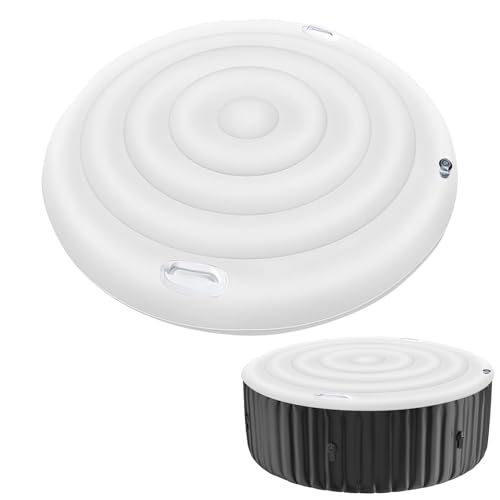 Aufblasbarer Whirlpool Abdeckung Rund,160cm Whirlpools Überdachung,Aufblasbare Poolabdeckung mit 2 Griff,Thermoabdeckung für Whirlpools,Faltbarer Badewannendeckel,Schnelles Aufblasen und Entleeren von Yarteim